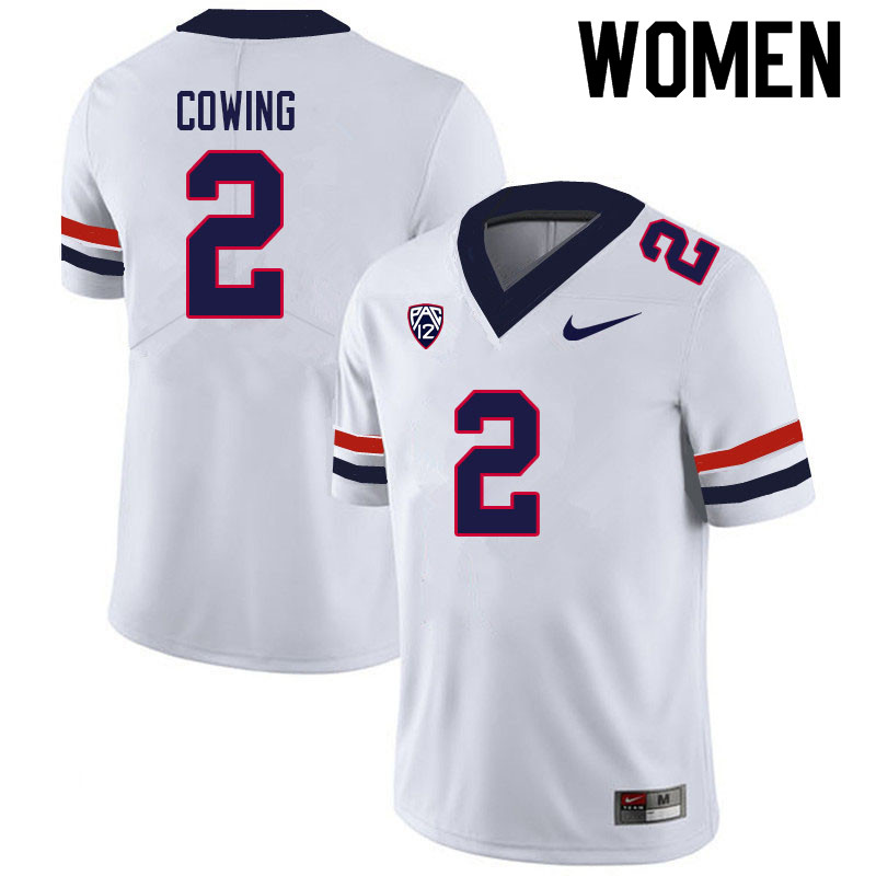 Women #2 Jacob Cowing Arizona Wildcats College Football Jerseys Sale-White - Click Image to Close
